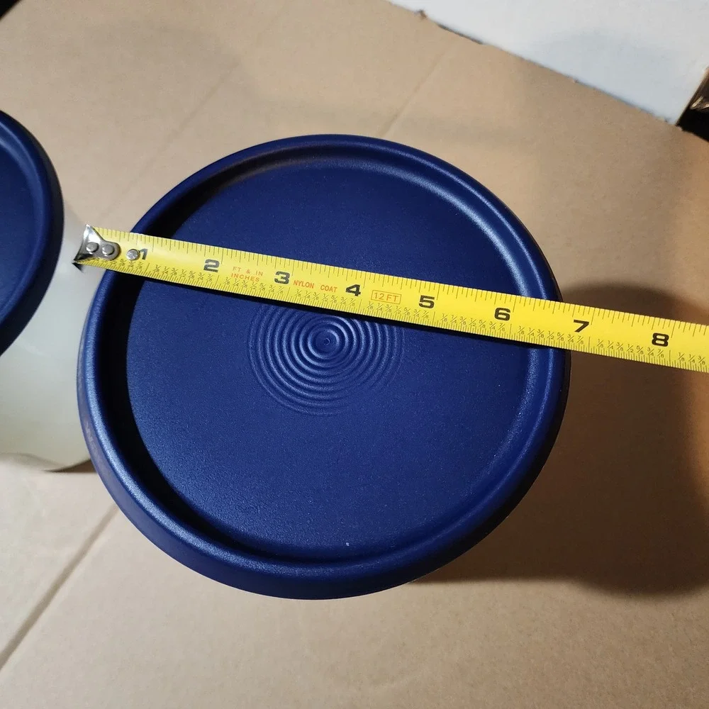 Tupperware Modular Mates One Touch‎ Canisters Set of 2 White Navy Blue 2118B-3